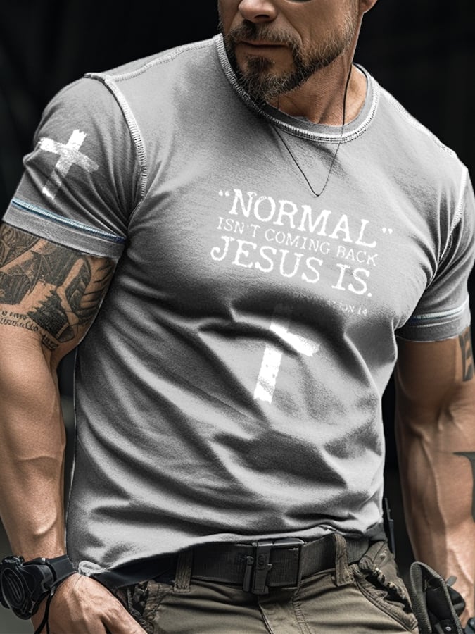 Normal Isn't Coming Back, Jesus is with Cross Contrast T-shirt