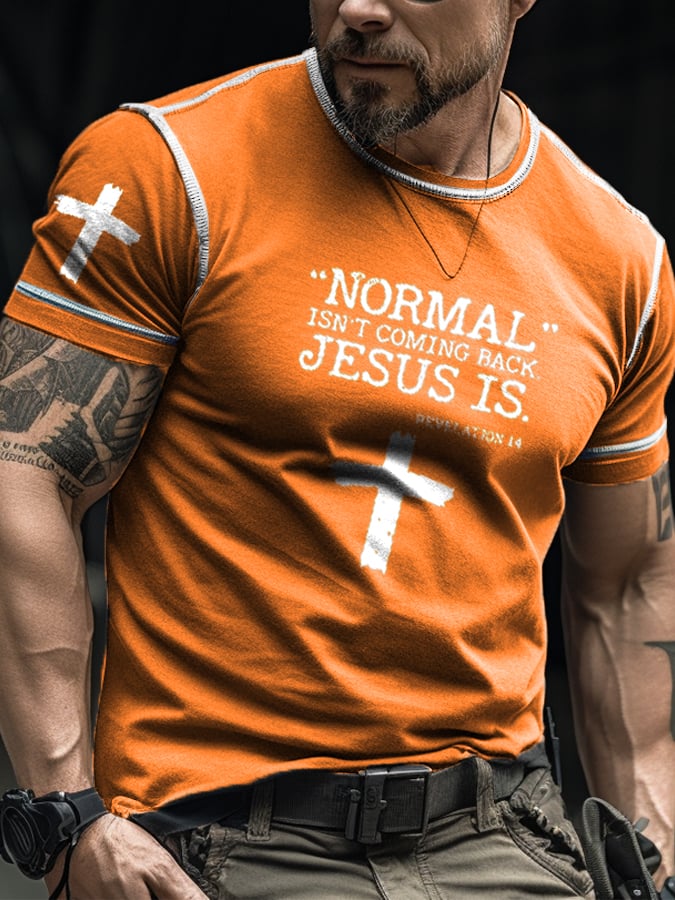 Normal Isn't Coming Back, Jesus is with Cross Contrast T-shirt