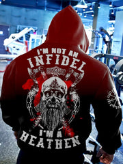 Men's Viking Skull I’M Not An Infidel I’M A Heathen Casual Print Hoodie