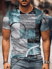 Men's Retro Geometric Art Print T-Shirt