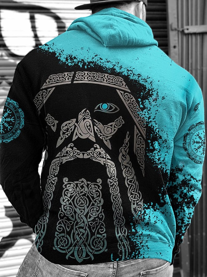 Men's Viking Casual Print Hoodie