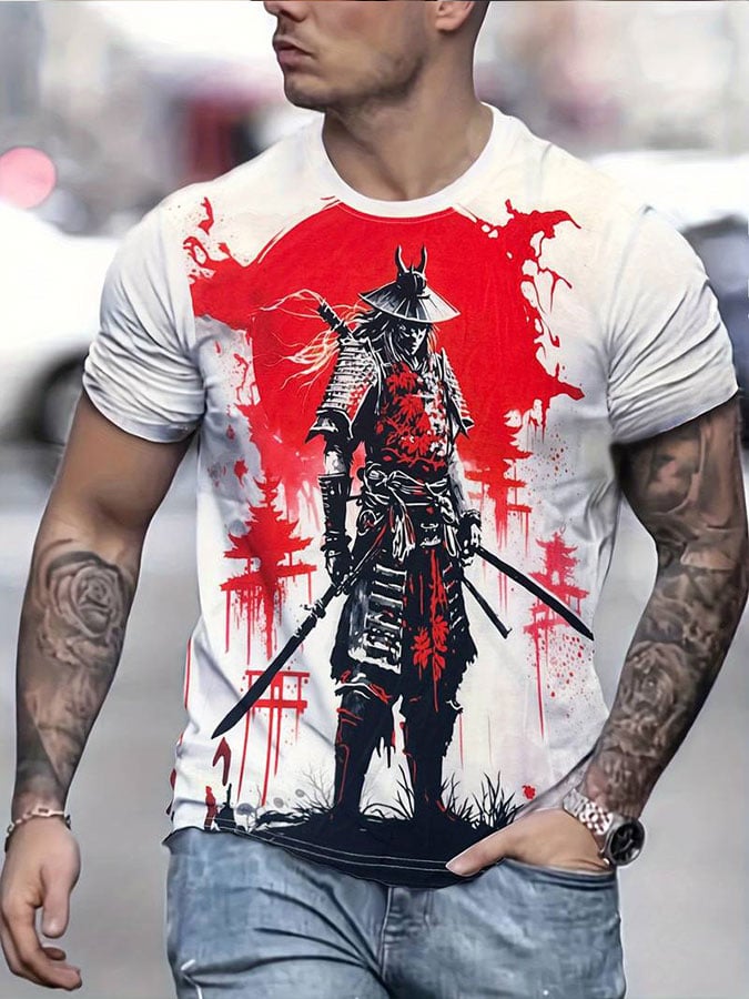 Men's Japanese Samurai Print T-Shirt