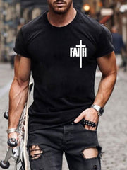 Men's faith printed casual T-shirt