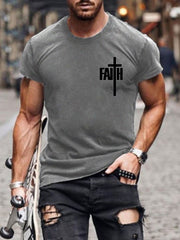 Men's faith printed casual T-shirt