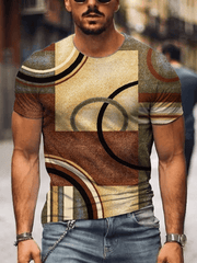 Men's Retro Geometric Art Print T-Shirt