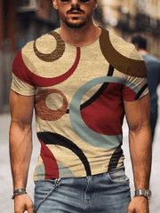 Men's Retro Geometric Art Print T-Shirt