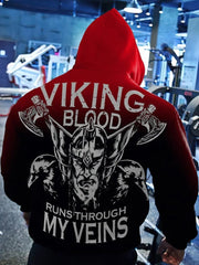 Men's Viking Blood Gradient Casual Print Hoodie