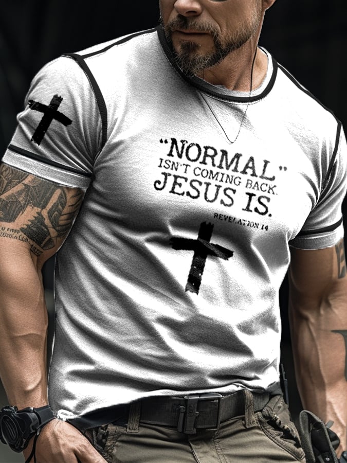 Normal Isn't Coming Back, Jesus is with Cross Contrast T-shirt