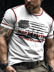 Men's Retro Faith Color Contrast Stitch Print T-Shirt