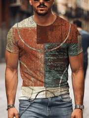 Men's Retro Geometric Art Print T-Shirt