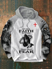 Men's Waffle "Let Your Faith Be Bigger Than Your Fear" Printed Hooded Sweatshirt