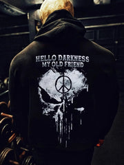 Men's Viking Skull Hello Darkness My Old Friend Casual Print Hoodie