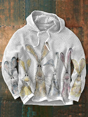 Men's Watercolor Bunny Print Hoodie