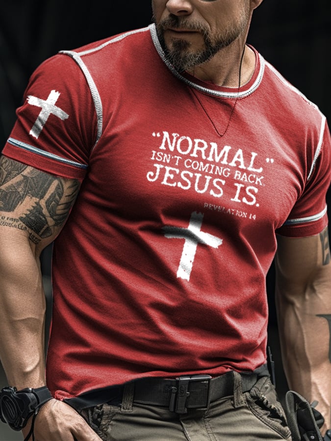 Normal Isn't Coming Back, Jesus is with Cross Contrast T-shirt